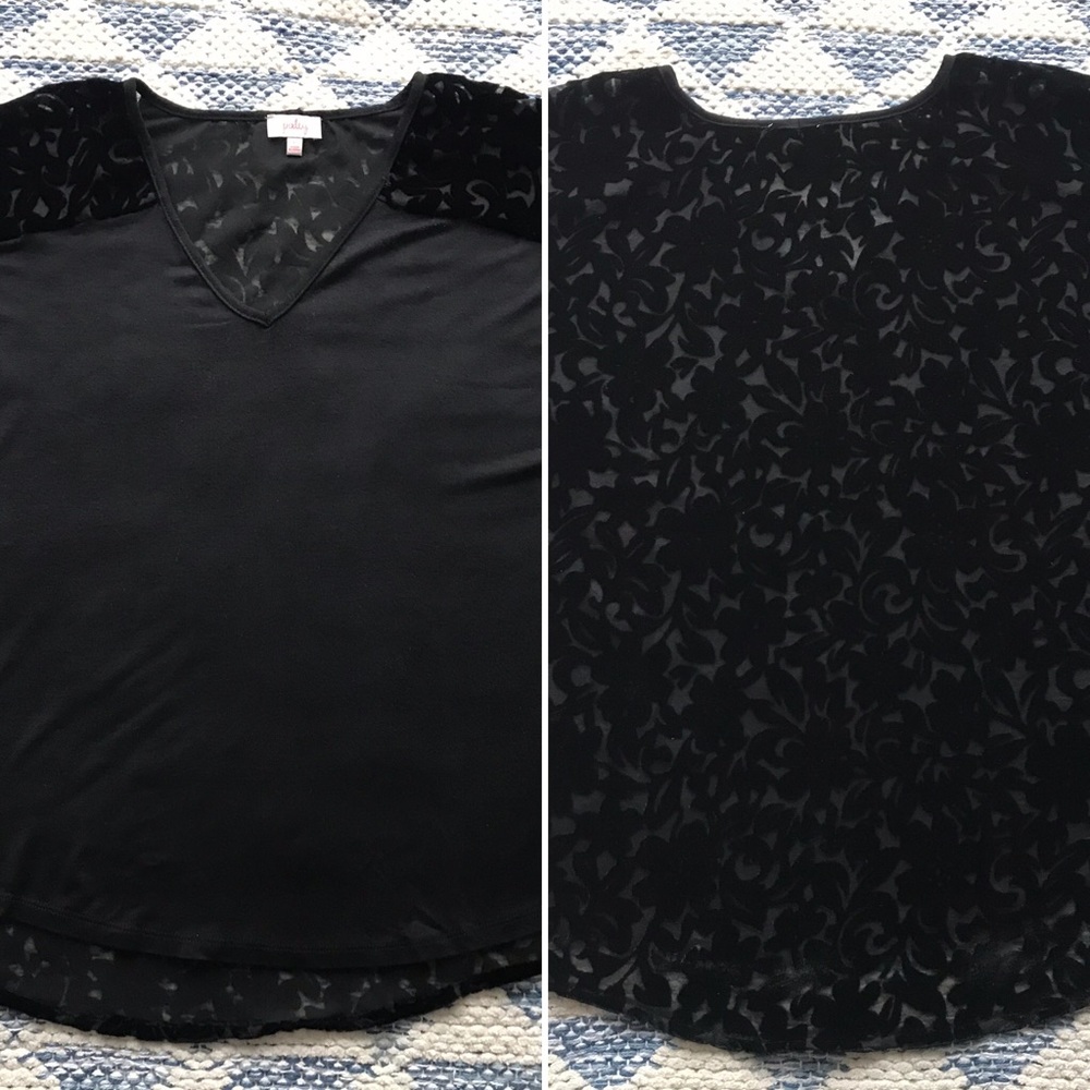 Pixley Black Velvet Floral Flowy Top Gorgeous Boho Chic Festival Classic XS